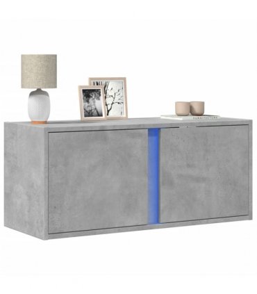 vidaXL TV Wall Cabinet with LED Lights Concrete Grey 80x31x35 cm