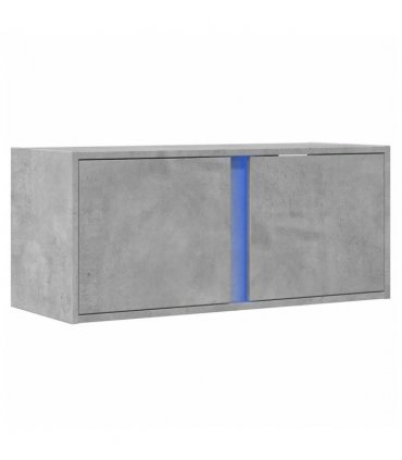vidaXL TV Wall Cabinet with LED Lights Concrete Grey 80x31x35 cm
