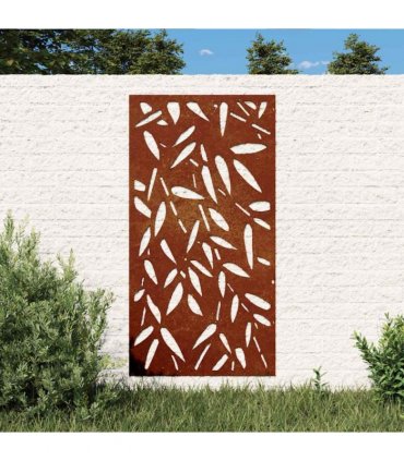vidaXL Garden Wall Decoration 105x55 cm Corten Steel Bamboo Leaf Design