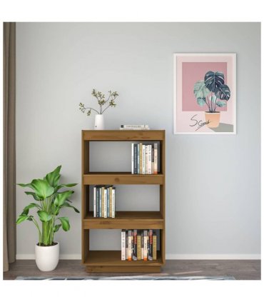 vidaXL Book Cabinet/Room Divider Honey Brown 60x35x103 cm Solid Wood Pine