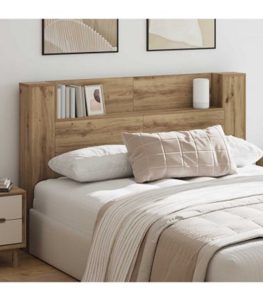 vidaXL Headboard Cabinet with LED Artisan Oak 160 x 16.5 x 103.5 cm