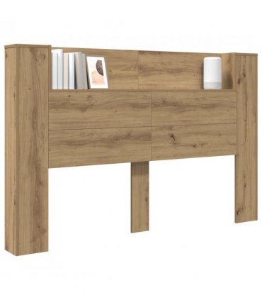 vidaXL Headboard Cabinet with LED Artisan Oak 160 x 16.5 x 103.5 cm