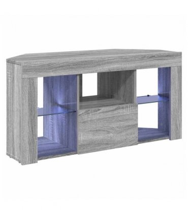 vidaXL Corner LED TV Cabinet Wall-mounted Grey Sonoma 100 x 40 x 50 cm