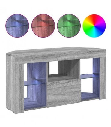 vidaXL Corner LED TV Cabinet Wall-mounted Grey Sonoma 100 x 40 x 50 cm