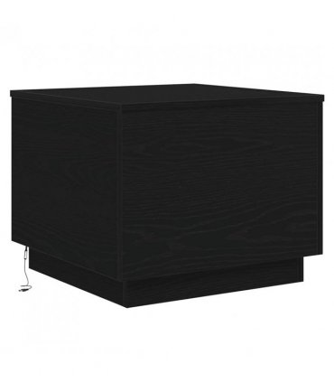 vidaXL Coffee Table with LED Lights Black Oak 50x50x40 cm