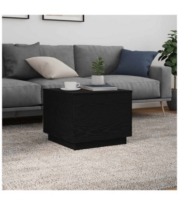 vidaXL Coffee Table with LED Lights Black Oak 50x50x40 cm