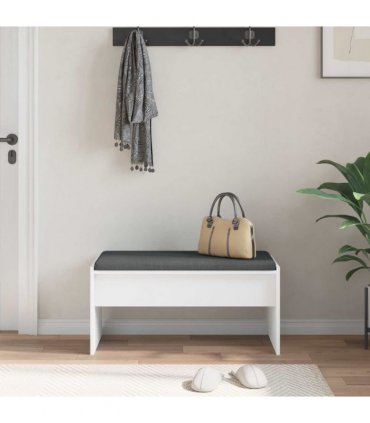 vidaXL Hall Bench with Cushion White 83 x 38 x 40 cm