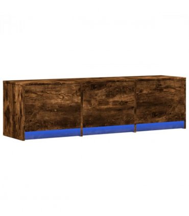 vidaXL TV Cabinet with LED Smoked Oak 140 x 34 x 40 cm Engineered Wood