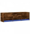 vidaXL TV Cabinet with LED Smoked Oak 140 x 34 x 40 cm Engineered Wood