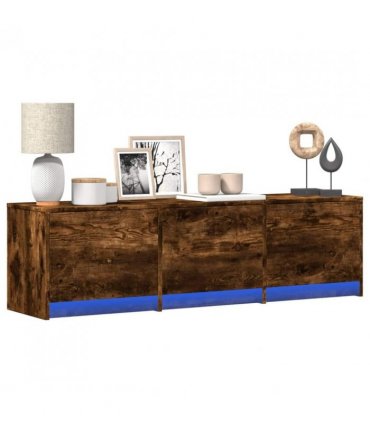 vidaXL TV Cabinet with LED Smoked Oak 140 x 34 x 40 cm Engineered Wood