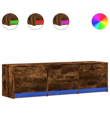 vidaXL TV Cabinet with LED Smoked Oak 140 x 34 x 40 cm Engineered Wood