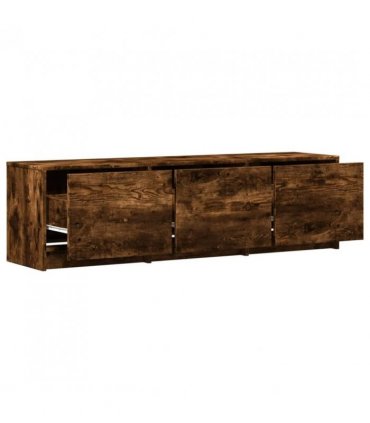 vidaXL TV Cabinet with LED Smoked Oak 140 x 34 x 40 cm Engineered Wood