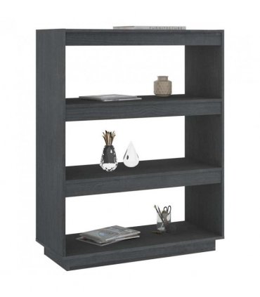 vidaXL Book Cabinet/Room Divider Grey 80x35x103 cm Solid Pinewood