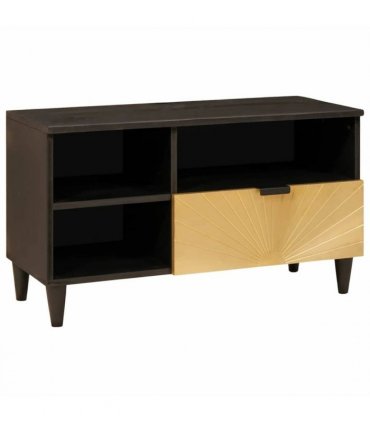 vidaXL TV Cabinet Black and Gold 80 x 33 x 46 cm Engineered wood