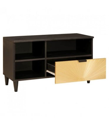 vidaXL TV Cabinet Black and Gold 80 x 33 x 46 cm Engineered wood