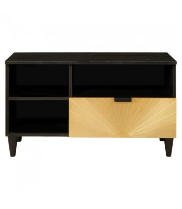 vidaXL TV Cabinet Black and Gold 80 x 33 x 46 cm Engineered wood