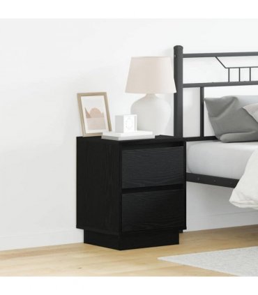 vidaXL Bedside Cabinet with Drawer 2 pcs Black Oak 39 x 34.5 x 50 cm