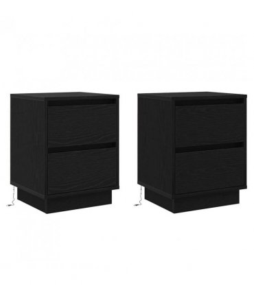 vidaXL Bedside Cabinet with Drawer 2 pcs Black Oak 39 x 34.5 x 50 cm