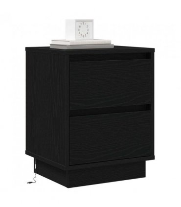 vidaXL Bedside Cabinet with Drawer 2 pcs Black Oak 39 x 34.5 x 50 cm