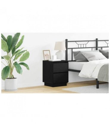 vidaXL Bedside Cabinet with Drawer 2 pcs Black Oak 39 x 34.5 x 50 cm
