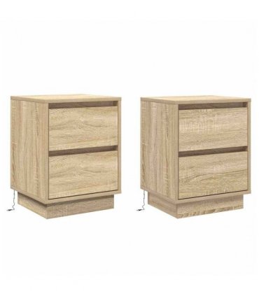 vidaXL Bedside Cabinet with Drawer 2 pcs Sonoma Oak 39 x 34.5 x 50 cm