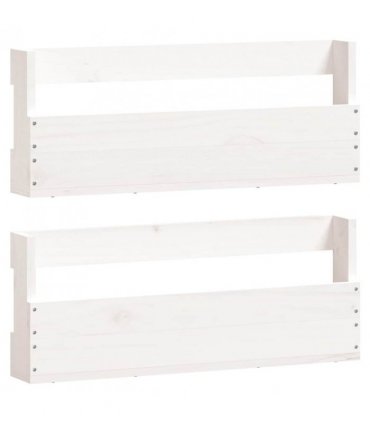 vidaXL Wall-mounted Shoe Racks 2 pcs White 59x9x23 cm Solid Wood Pine