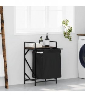 vidaXL Laundry Basket 1 Compartment with Shelf Smoked Oak