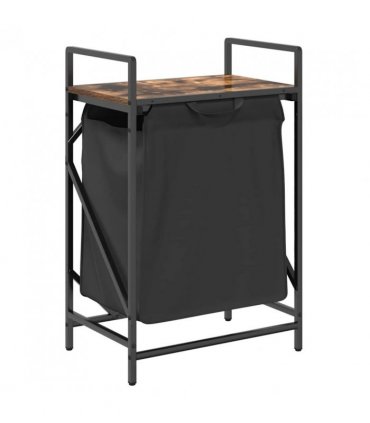 vidaXL Laundry Basket 1 Compartment with Shelf Smoked Oak