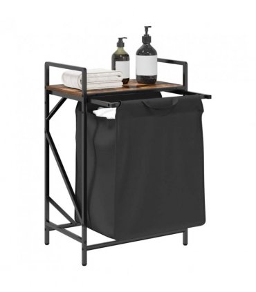 vidaXL Laundry Basket 1 Compartment with Shelf Smoked Oak