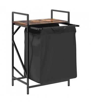 vidaXL Laundry Basket 1 Compartment with Shelf Smoked Oak