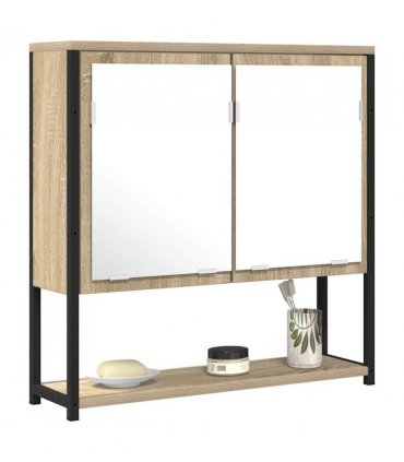 vidaXL Bathroom Mirror Beige 60 x 16 x 60 cm Glass and Engineered Wood