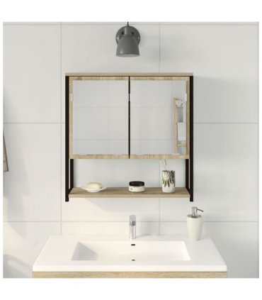 vidaXL Bathroom Mirror Beige 60 x 16 x 60 cm Glass and Engineered Wood
