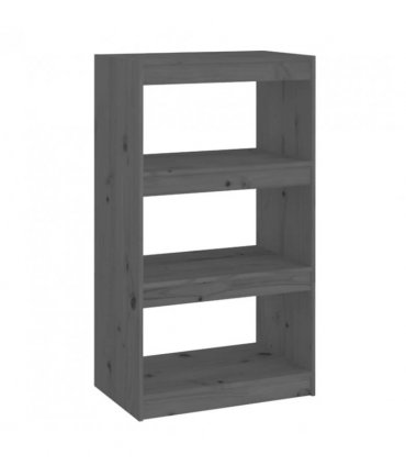 vidaXL Book Cabinet/Room Divider Grey 60x30x103.5 cm Solid Wood Pine