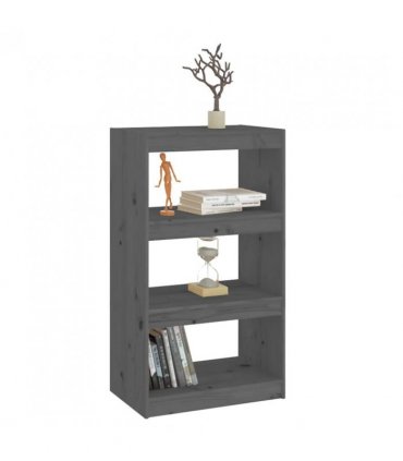 vidaXL Book Cabinet/Room Divider Grey 60x30x103.5 cm Solid Wood Pine