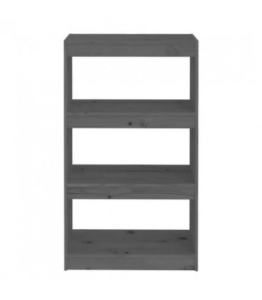 vidaXL Book Cabinet/Room Divider Grey 60x30x103.5 cm Solid Wood Pine