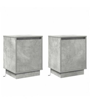 vidaXL Bedside Cabinet 2 pcs Concrete Grey 39 x 34.5 x 50 cm
