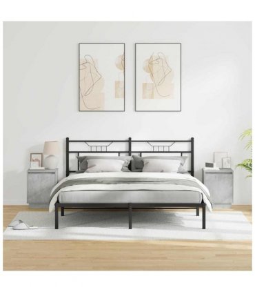 vidaXL Bedside Cabinet 2 pcs Concrete Grey 39 x 34.5 x 50 cm