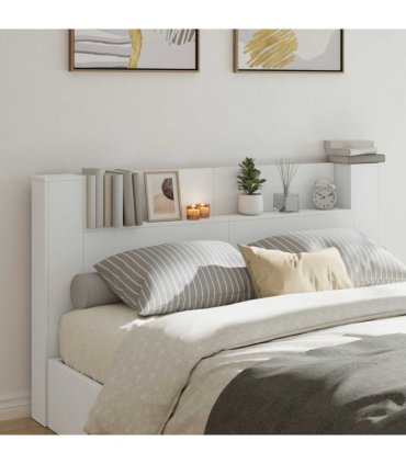 vidaXL Headboard Cabinet with LED White 180 x 16.5 x 103.5 cm