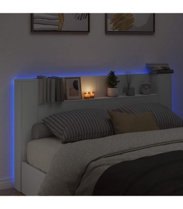 vidaXL Headboard Cabinet with LED White 180 x 16.5 x 103.5 cm