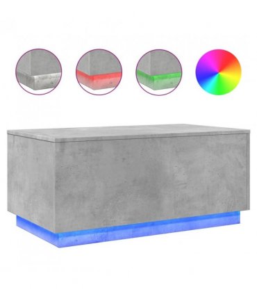 vidaXL Coffee Table with LED Lights Concrete Grey 90x50x40 cm