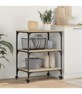 vidaXL Kitchen Trolley Sonoma Oak 60 x 41 x 76 cm Engineered Wood