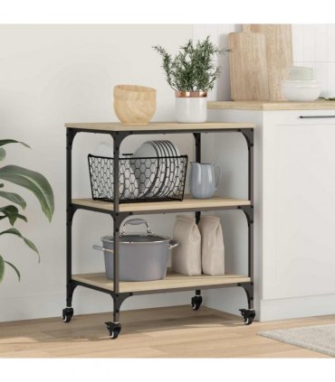 vidaXL Kitchen Trolley Sonoma Oak 60 x 41 x 76 cm Engineered Wood
