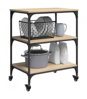 vidaXL Kitchen Trolley Sonoma Oak 60 x 41 x 76 cm Engineered Wood