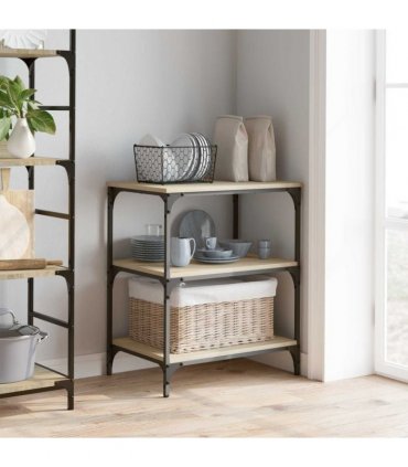 vidaXL Kitchen Trolley Sonoma Oak 60 x 41 x 76 cm Engineered Wood