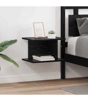 vidaXL Bedside Table 2 pcs Black Oak 40 x 30 x 25 cm Engineered Wood