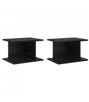 vidaXL Bedside Table 2 pcs Black Oak 40 x 30 x 25 cm Engineered Wood