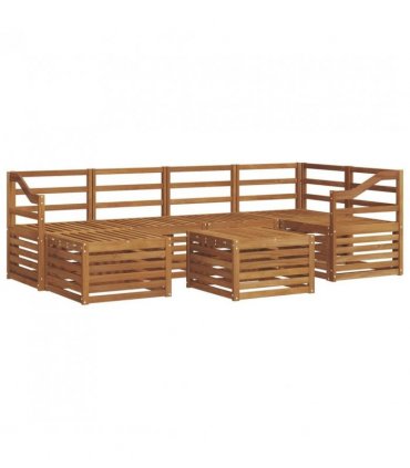 vidaXL Sectional Sofa Set 7 pcs Natural Solid Acacia Wood