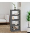 vidaXL Book Cabinet/Room Divider Grey 60x30x135.5 cm Solid Wood Pine