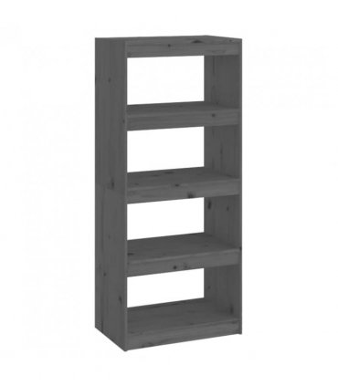 vidaXL Book Cabinet/Room Divider Grey 60x30x135.5 cm Solid Wood Pine