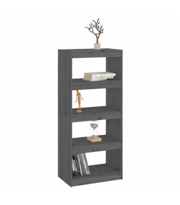 vidaXL Book Cabinet/Room Divider Grey 60x30x135.5 cm Solid Wood Pine